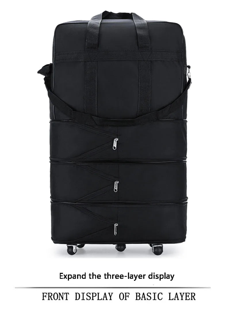 Travelling Pack Wheels For Women Men Expandable Foldable Trolley Luggage Versatile Black Suitcase For Weekend Trip overnight bag - RELUX.STORETravelling Pack Wheels For Women Men Expandable Foldable Trolley Luggage Versatile Black Suitcase For Weekend Trip overnight bag