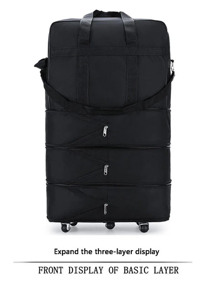 Travelling Pack Wheels For Women Men Expandable Foldable Trolley Luggage Versatile Black Suitcase For Weekend Trip overnight bag - RELUX.STORETravelling Pack Wheels For Women Men Expandable Foldable Trolley Luggage Versatile Black Suitcase For Weekend Trip overnight bag