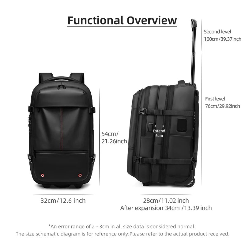 Trolley Backpack With wheels Large Capacity wheeled Backpack Vacuum Luggage Travel Suitcase Rolling luggage Business Laptop Bag - RELUX.STORETrolley Backpack With wheels Large Capacity wheeled Backpack Vacuum Luggage Travel Suitcase Rolling luggage Business Laptop Bag