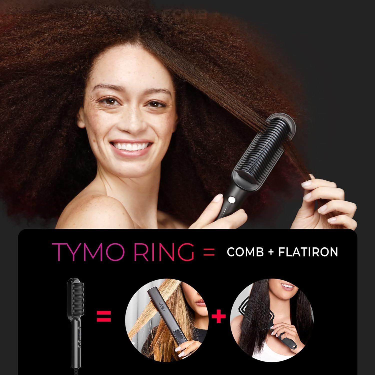 “TYMO Hair Straightening Comb – Fast Heat Ionic Hair Straightener Brush for Smooth, Frizz - Free & Salon - Quality Hair” - RELUX.STORE
