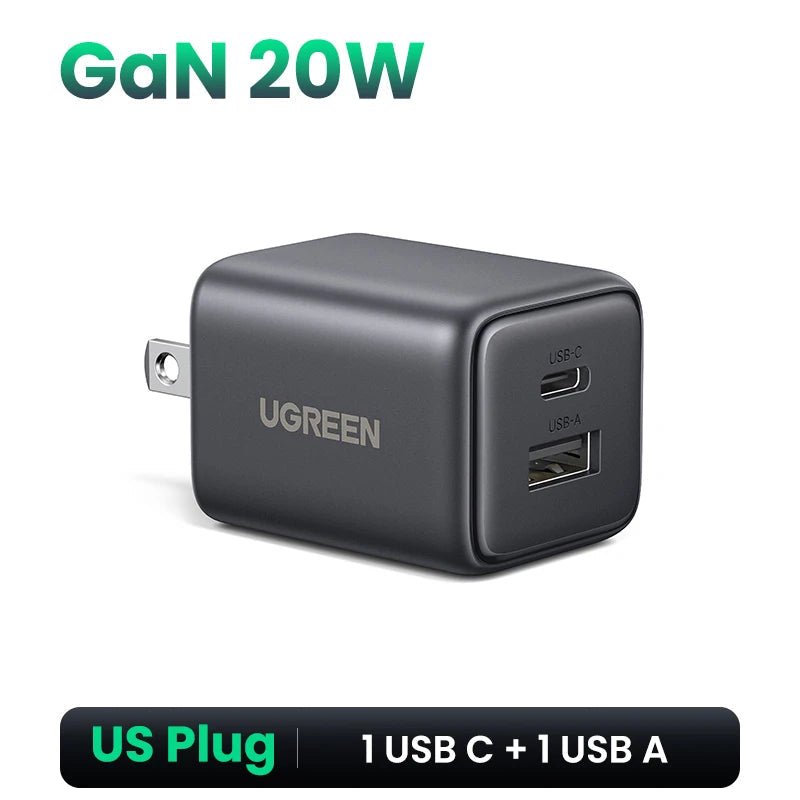 UGREEN Mini GaN PD 3.0 USB - C Charger 20W/30W – Fast Wall Charger for iPhone 16/15/14 Pro, Samsung S25, Xiaomi, iPad & Tablet [US Plug] - RELUX.STORE