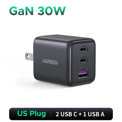 UGREEN Mini GaN PD 3.0 USB - C Charger 20W/30W – Fast Wall Charger for iPhone 16/15/14 Pro, Samsung S25, Xiaomi, iPad & Tablet [US Plug] - RELUX.STORE