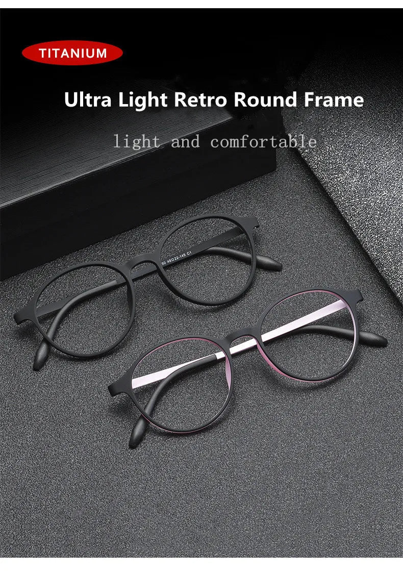 "Ultralight Titanium Alloy Reading Glasses – Retro Round Anti - Blue Light Presbyopia Eyewear for Men & Women, Diopters 0 to +2.5" - RELUX.STORE
