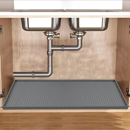 Under Sink Mat, 34"×22“ Silicone Bathroom Sink Mat, Under Sink Liner Drip Tray and Protectors for Bottom of kitchen Sink - RELUX.STORE