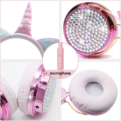 Unicorn Kids Pink Headphones for Girls – Wired Headset with Microphone, Perfect for School, Birthday, Xmas & Unicorn Gift - RELUX.STORE