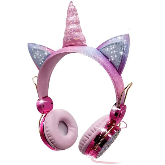 Unicorn Kids Pink Headphones for Girls – Wired Headset with Microphone, Perfect for School, Birthday, Xmas & Unicorn Gift - RELUX.STORE