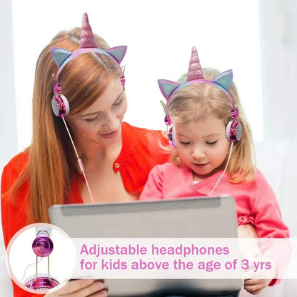 Unicorn Kids Pink Headphones for Girls – Wired Headset with Microphone, Perfect for School, Birthday, Xmas & Unicorn Gift - RELUX.STORE