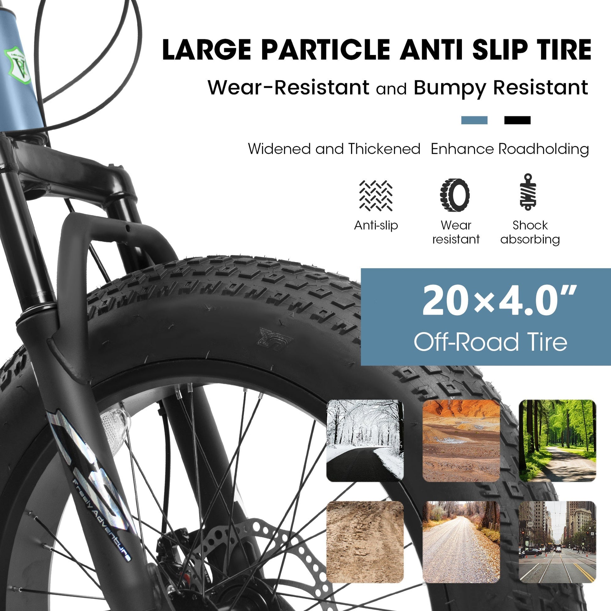 V20235 20 Inch Fat Tire Bike 7 Speed Mountain Bike, Dual Disc Brakes, High Carbon Steel Frame, Front Suspension, Mountain Buggy, City Commuter City Bike, Fat Tire Bike - RELUX.STORE