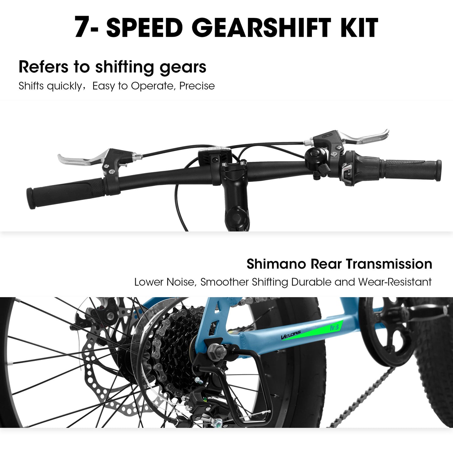 V20235 20 Inch Fat Tire Bike 7 Speed Mountain Bike, Dual Disc Brakes, High Carbon Steel Frame, Front Suspension, Mountain Buggy, City Commuter City Bike, Fat Tire Bike - RELUX.STORE