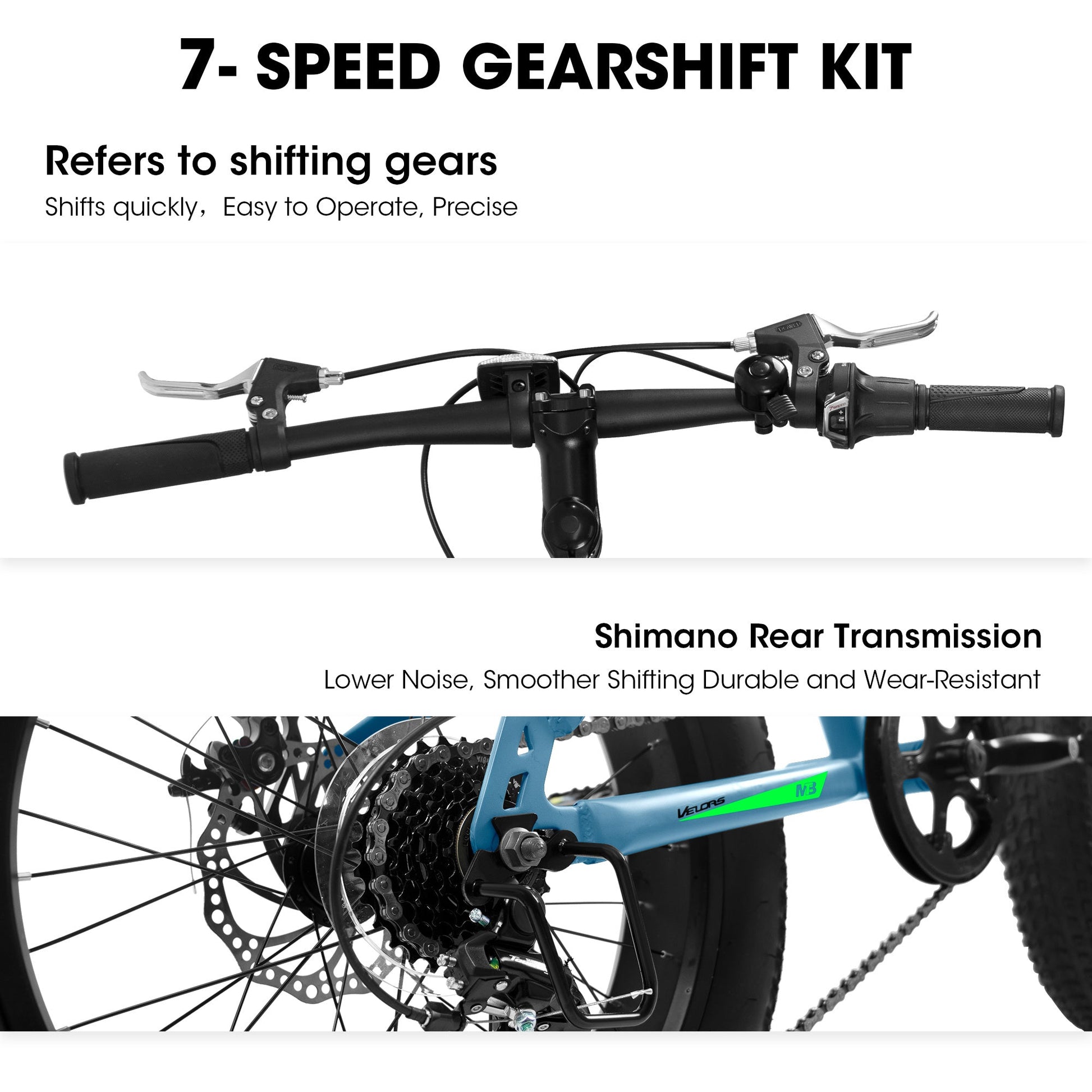 V20235 20 Inch Fat Tire Bike 7 Speed Mountain Bike, Dual Disc Brakes, High Carbon Steel Frame, Front Suspension, Mountain Buggy, City Commuter City Bike, Fat Tire Bike - RELUX.STORE
