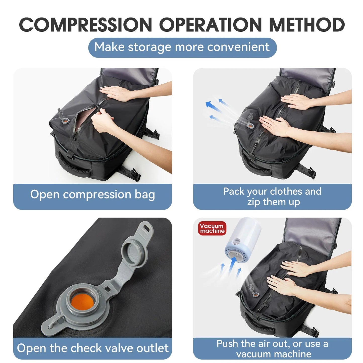 Vacuum Backpack Travel Bag for Men Large Capacity Backpack Business Laptop Backpack Women Men Expandable Backpack School Bag - RELUX.STOREVacuum Backpack Travel Bag for Men Large Capacity Backpack Business Laptop Backpack Women Men Expandable Backpack School Bag