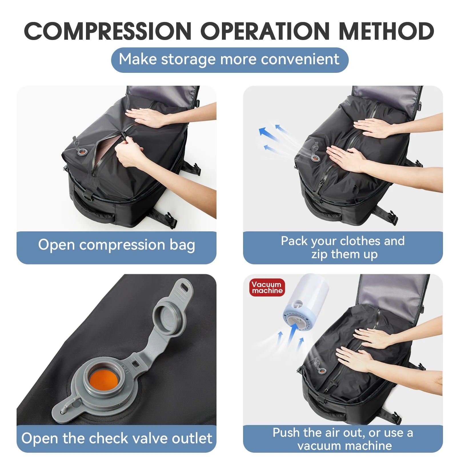 Vacuum Backpack Travel Bag for Men Large Capacity Backpack Business Laptop Backpack Women Men Expandable Backpack School Bag - RELUX.STOREVacuum Backpack Travel Bag for Men Large Capacity Backpack Business Laptop Backpack Women Men Expandable Backpack School Bag