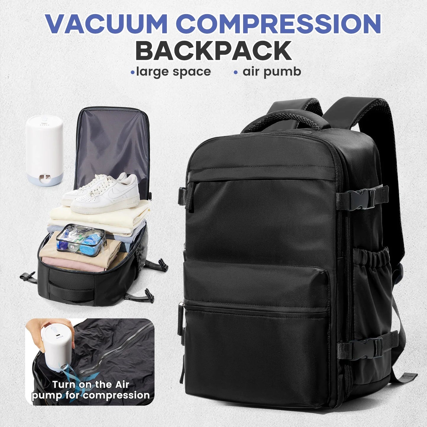 Vacuum Backpack Travel Bag for Men Large Capacity Backpack Business Laptop Backpack Women Men Expandable Backpack School Bag - RELUX.STOREVacuum Backpack Travel Bag for Men Large Capacity Backpack Business Laptop Backpack Women Men Expandable Backpack School Bag