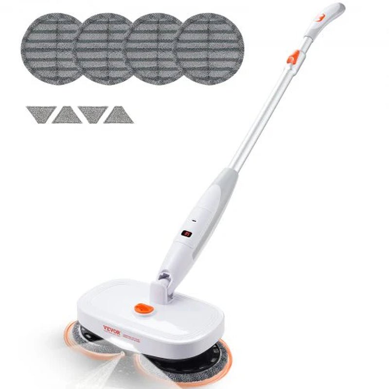 VEVOR Cordless Electric Spin Mop – Rechargeable Floor Cleaner with Water Tank, LED Headlight, Dual Mop Heads & Microfiber Pads, 40 - Min Battery, for Hardwood & Tile - RELUX.STORE