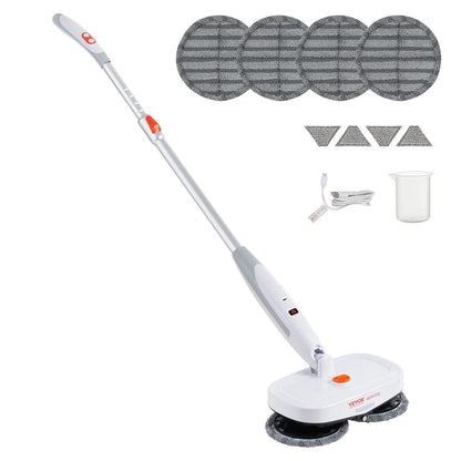 VEVOR Cordless Electric Spin Mop – Rechargeable Floor Cleaner with Water Tank, LED Headlight, Dual Mop Heads & Microfiber Pads, 40 - Min Battery, for Hardwood & Tile - RELUX.STORE