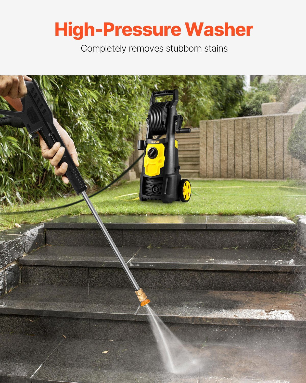 VEVOR Electric Pressure Washer 2000 PSI – 1.76 GPM Portable Power Washer with 30 Ft Hose, 5 Nozzles & Foam Cannon, Patio, Car & Driveway Cleaner, ETL Certified - RELUX.STORE