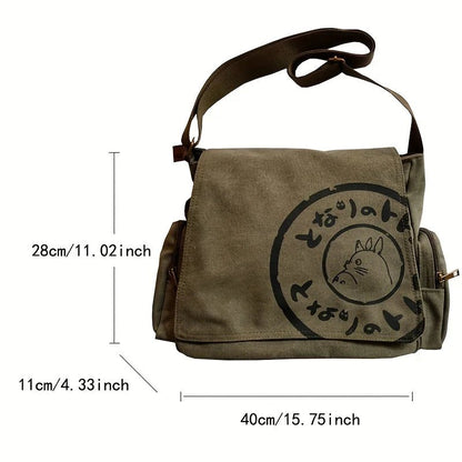 Vintage Cartoon Women Canvas Messenger Bag Large Capacity Tote Bag Women Shoulder Handbag - RELUX.STORE