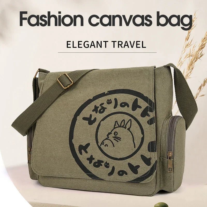 Vintage Cartoon Women Canvas Messenger Bag Large Capacity Tote Bag Women Shoulder Handbag - RELUX.STORE
