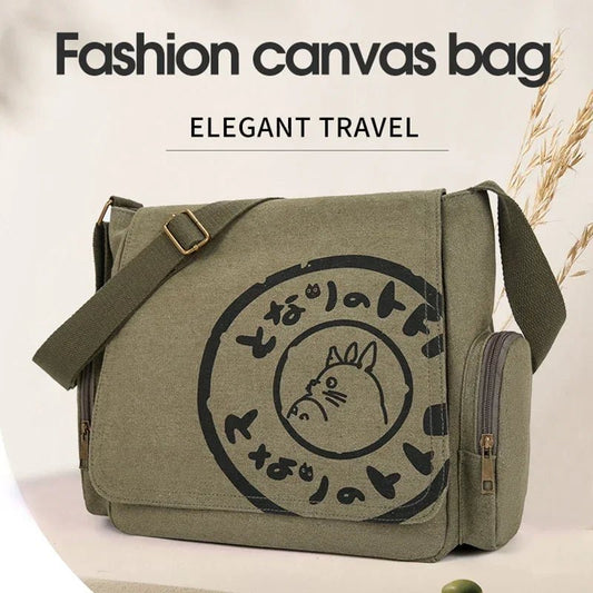 Vintage Cartoon Women Canvas Messenger Bag Large Capacity Tote Bag Women Shoulder Handbag - RELUX.STORE
