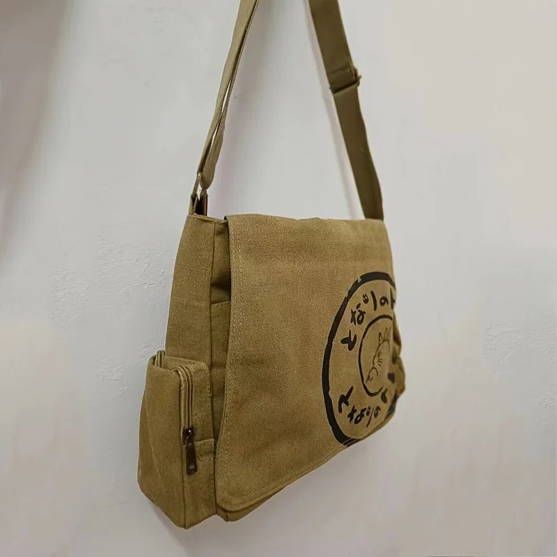 Vintage Cartoon Women Canvas Messenger Bag Large Capacity Tote Bag Women Shoulder Handbag - RELUX.STORE