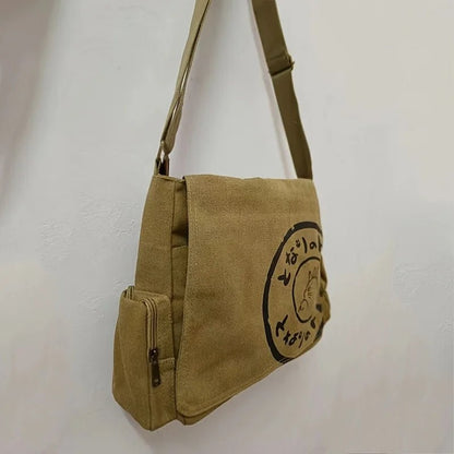 Vintage Cartoon Women Canvas Messenger Bag Large Capacity Tote Bag Women Shoulder Handbag - RELUX.STORE