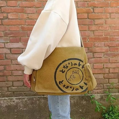Vintage Cartoon Women Canvas Messenger Bag Large Capacity Tote Bag Women Shoulder Handbag - RELUX.STORE