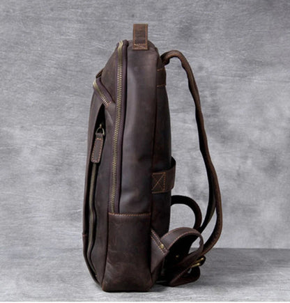 Vintage Crazy Horse Genuine Leather Backpack for Men – Laptop Bag, Daily Rucksack & Travel Knapsack | Large Hiking Bag - RELUX.STORE