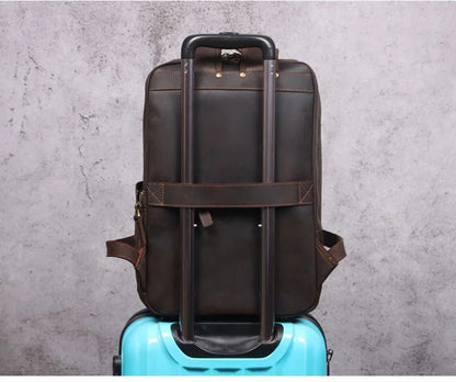 Vintage Crazy Horse Genuine Leather Backpack for Men – Laptop Bag, Daily Rucksack & Travel Knapsack | Large Hiking Bag - RELUX.STORE