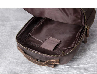 Vintage Crazy Horse Genuine Leather Backpack for Men – Laptop Bag, Daily Rucksack & Travel Knapsack | Large Hiking Bag - RELUX.STORE