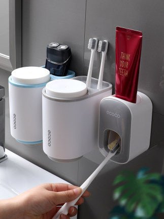 Wall Mounted Automatic Toothpaste Holder Bathroom Accessories Set Dispenser - RELUX.STORE