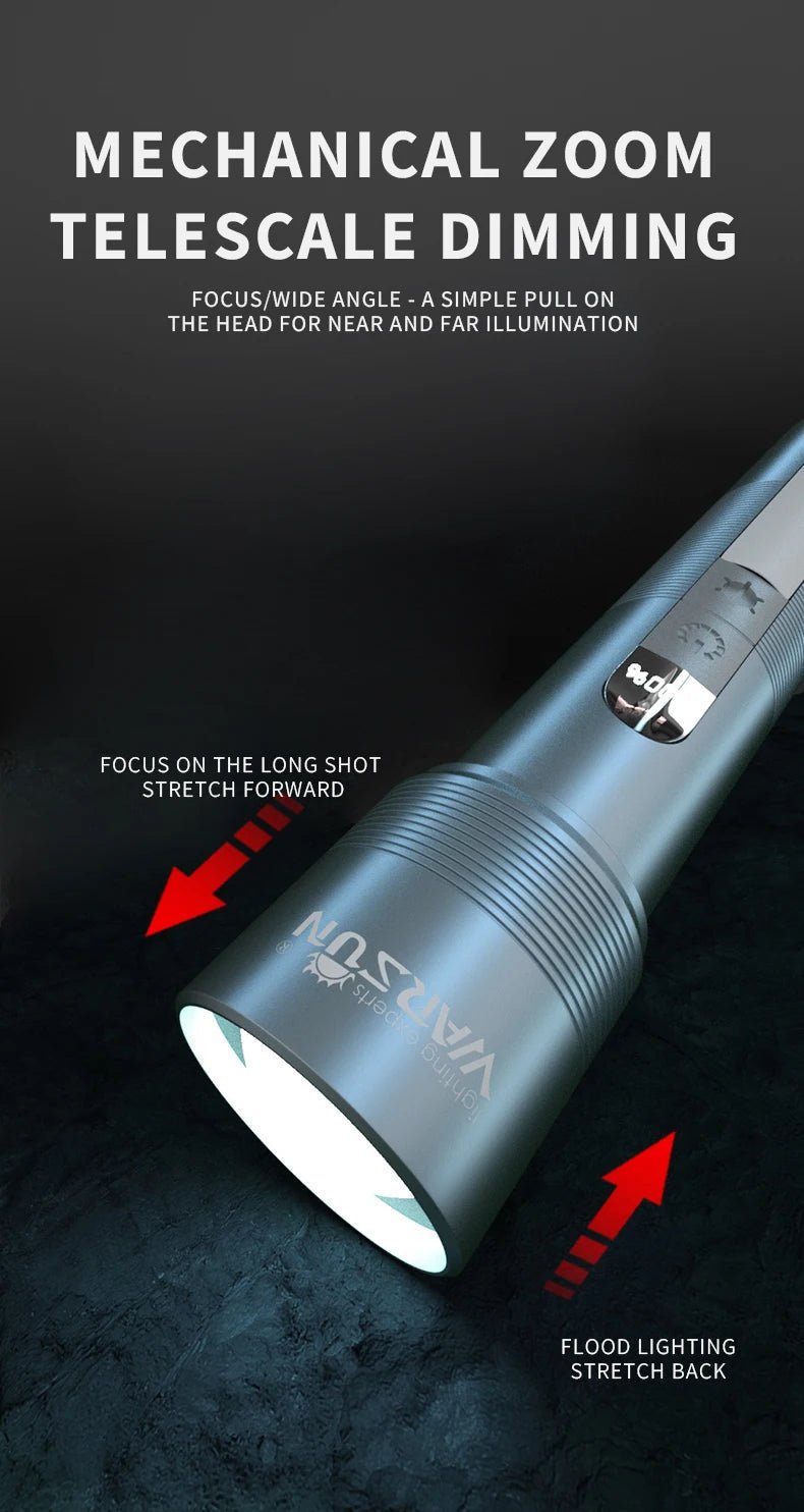 WARSUN 1000 Lm LED Lithium Battery Rechargeable Flashlight Multifunctional Outdoor Torch Portable Zoomable Camping Light - RELUX.STORE