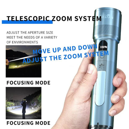 WARSUN 1000 Lm LED Lithium Battery Rechargeable Flashlight Multifunctional Outdoor Torch Portable Zoomable Camping Light - RELUX.STORE