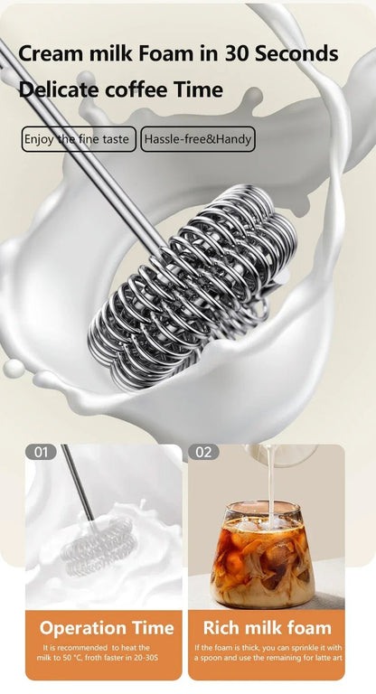 Wireless Milk Frother Electric Type - C Handheld Blender Stainless Steel Mini Coffee Maker Whisk Mixer For Coffee Cappuccino Cream - RELUX.STORE