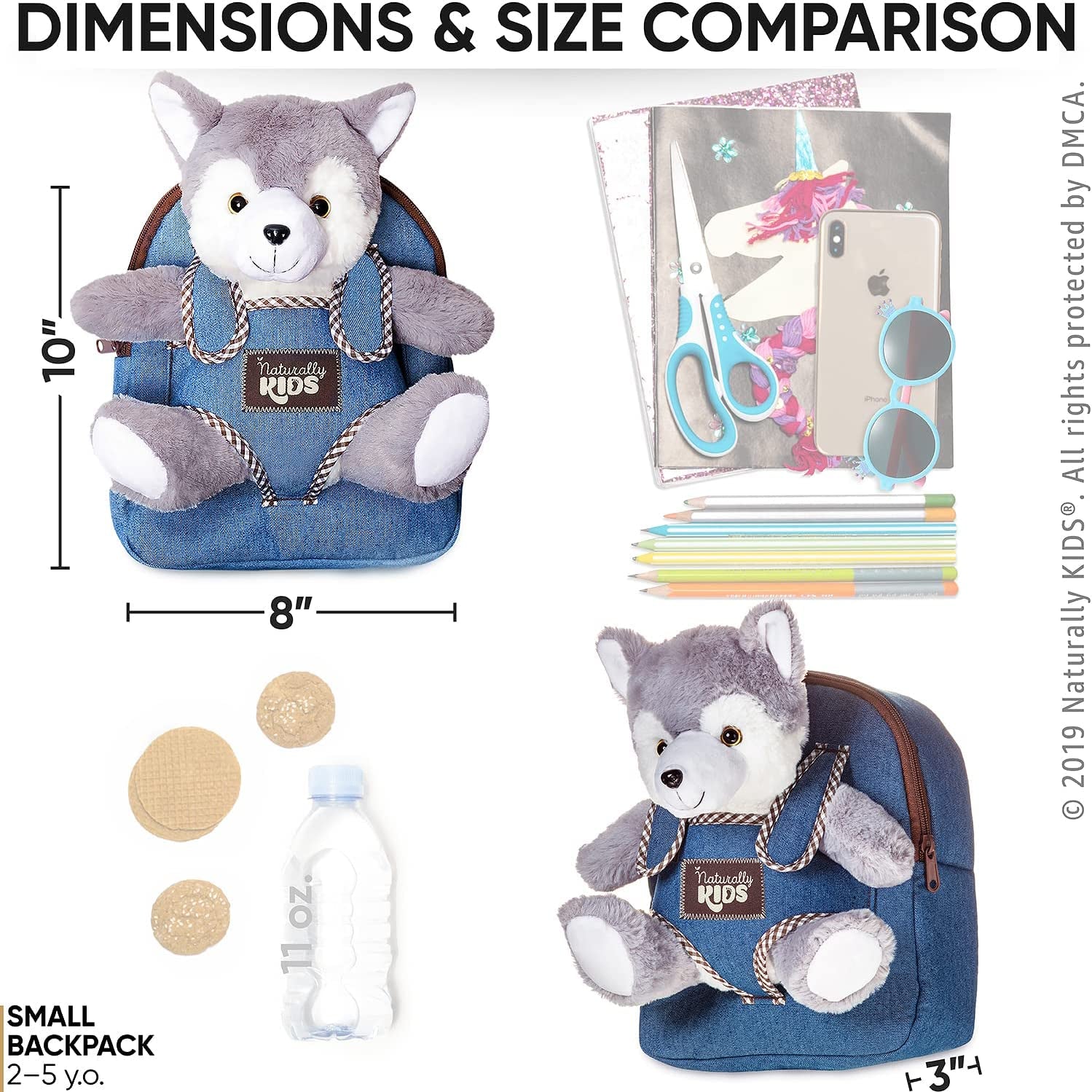 Wolf Backpack, Wolf Toys for Kids 3 - 5, Toddler Husky Stuffed Animal Gifts for 2 3 4 5 Year Old Girl Boy - RELUX.STORE