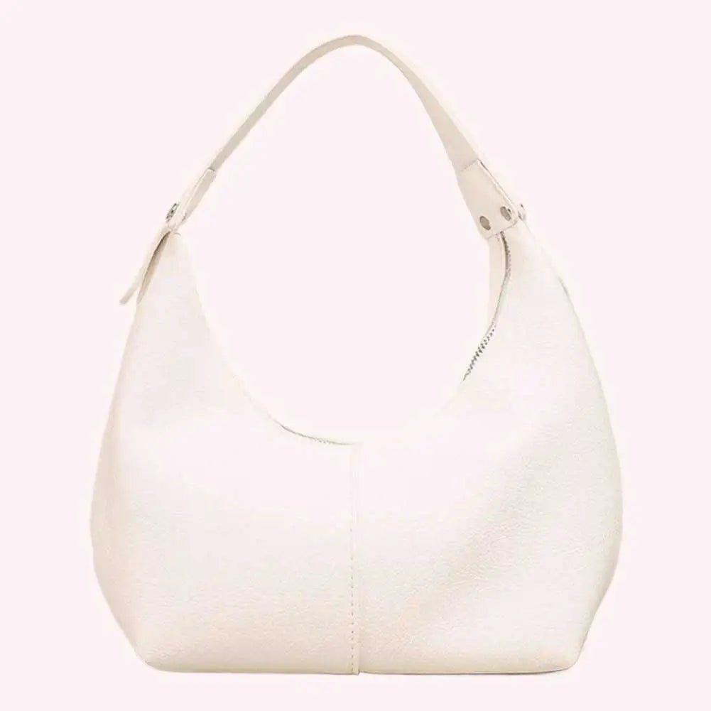 Women Simple Shoulder Purse PU Leather Soft Hobo Bags Solid Color Casual Armpit Handbag Girls Outdoor Daily Bag - RELUX.STORE