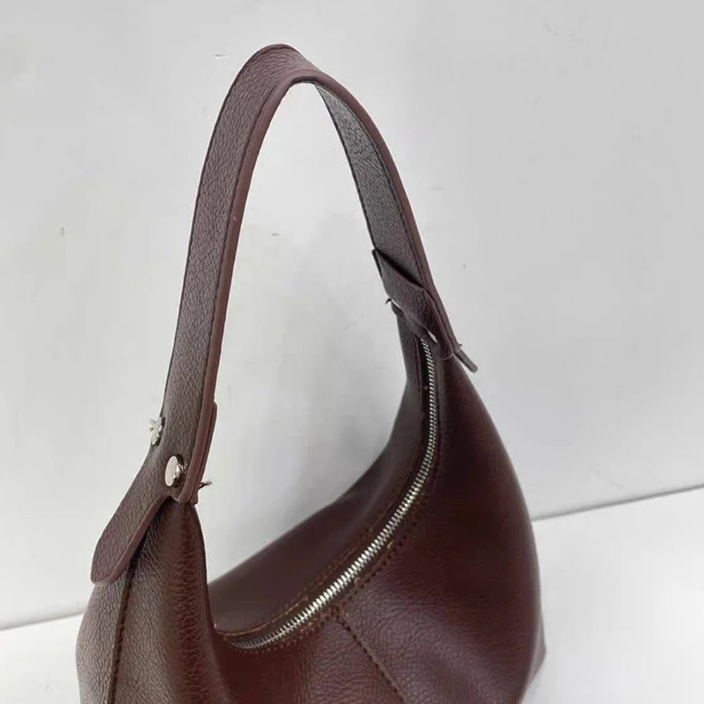 Women Simple Shoulder Purse PU Leather Soft Hobo Bags Solid Color Casual Armpit Handbag Girls Outdoor Daily Bag - RELUX.STORE