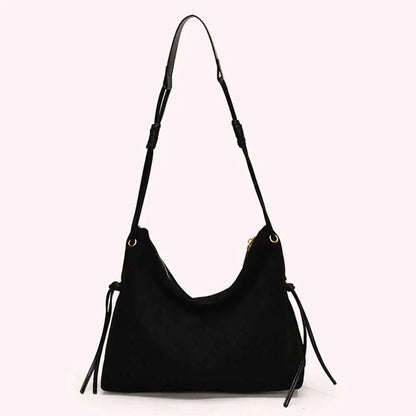 Women Suede Shoulder Bag Adjustable Strap Messenger Bag with Zipper Trendy Retro Handbag for Work Travel - RELUX.STORE
