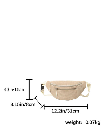 Women Waist Bag Corduroy Student Shoulder Handbag Crossbody Chest Breast Bag Fanny Pack Fashion Phone Female Bum Belt Purse - RELUX.STORE