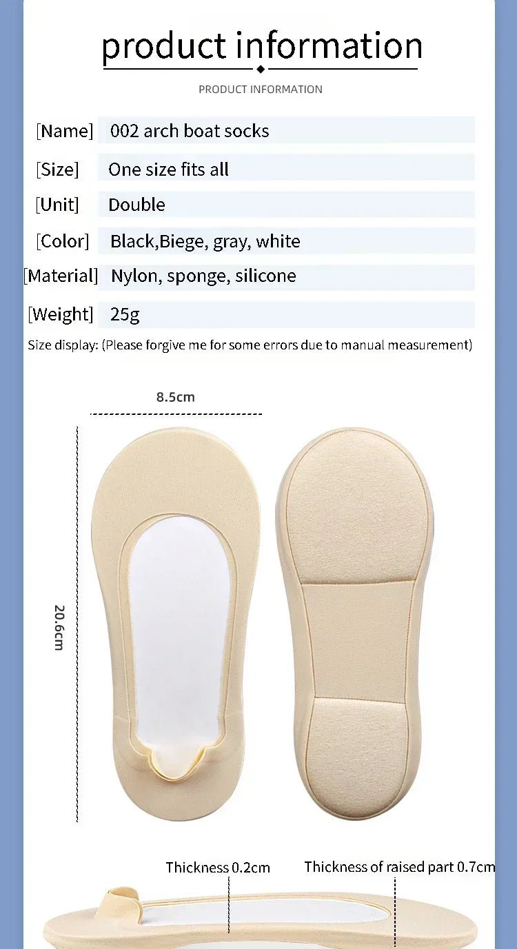 “Women’s Boat Sock Insoles – Shock - Absorbing, Non - Slip Invisible Shoe Pads for Plantar Fasciitis and Foot Comfort” - RELUX.STORE