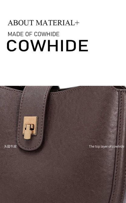Women‘s Cowhide Genuine Leather Shoulder Bag Ladies Soft Natural Cow Leather Handbag Female Fashion Luxury Design Crossbody Bags - RELUX.STORE
