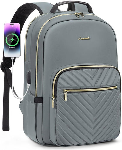 Women’s Laptop Backpack 15.6 Inch – Stylish Waterproof Travel Backpack Purse with USB Charging Port | Professional College, Work, Teacher & Business Computer Bag (Mint Green) - RELUX.STORE