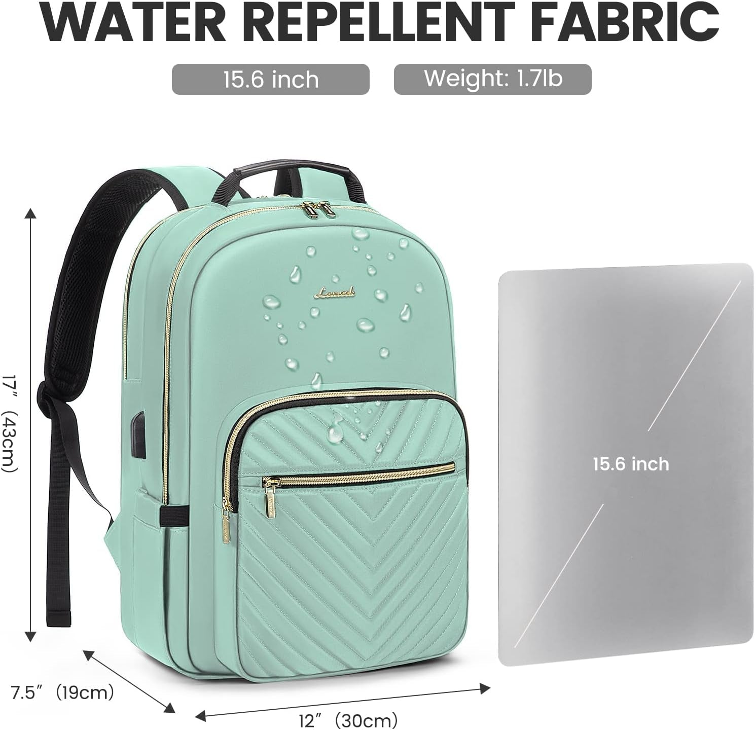 Women’s Laptop Backpack 15.6 Inch – Stylish Waterproof Travel Backpack Purse with USB Charging Port | Professional College, Work, Teacher & Business Computer Bag (Mint Green) - RELUX.STORE
