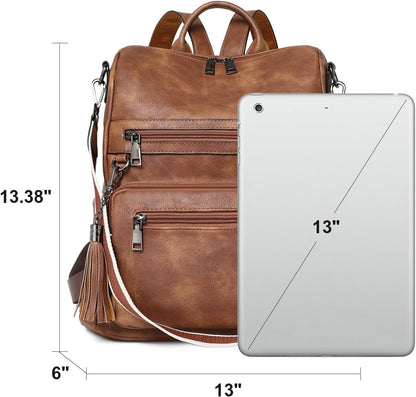 Women's Vegan Leather Backpack Purse – Large Travel & College Shoulder Bag with Tassel - RELUX.STORE