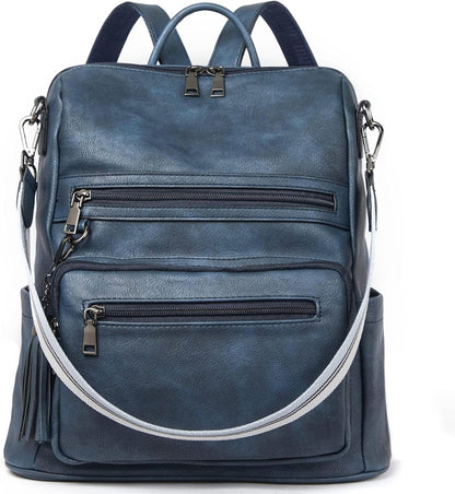 Women's Vegan Leather Backpack Purse – Large Travel & College Shoulder Bag with Tassel - RELUX.STORE