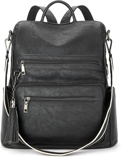 Women's Vegan Leather Backpack Purse – Large Travel & College Shoulder Bag with Tassel - RELUX.STORE