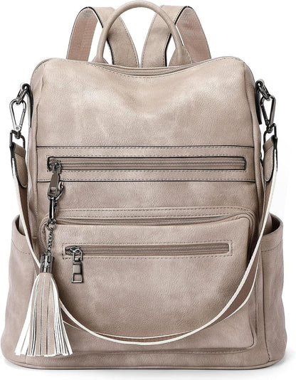 Women's Vegan Leather Backpack Purse – Large Travel & College Shoulder Bag with Tassel - RELUX.STORE