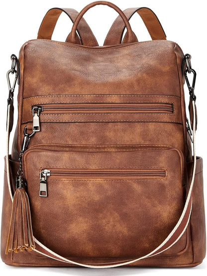 Women's Vegan Leather Backpack Purse – Large Travel & College Shoulder Bag with Tassel - RELUX.STORE