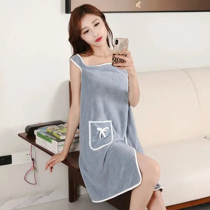 “Women’s Wearable Bath Towel – Fast - Drying 140×85cm Bathrobe for Shower, Spa, Gym, and Beach” - RELUX.STORE