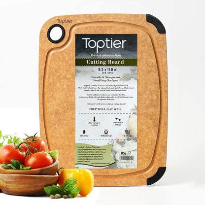 Wood Fiber Cutting Board for Kitchen - Non - Slip, Reversible, Eco - Friendly, Small 11.5 X 9.25 - Inch Chopping Board, Natural Slate - RELUX.STORE