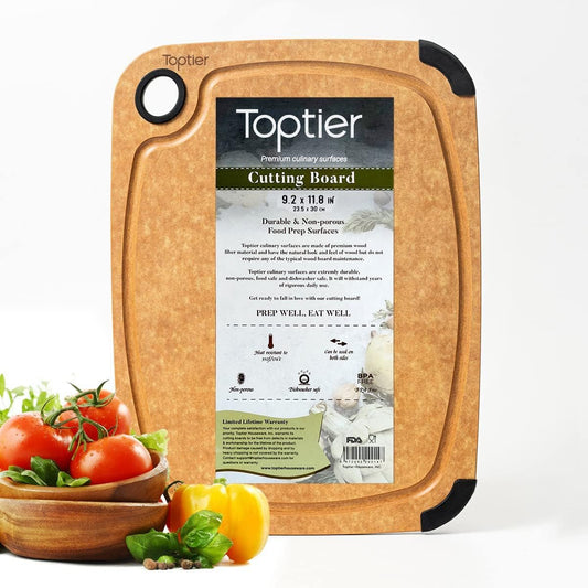 Wood Fiber Cutting Board for Kitchen - Non - Slip, Reversible, Eco - Friendly, Small 11.5 X 9.25 - Inch Chopping Board, Natural Slate - RELUX.STORE